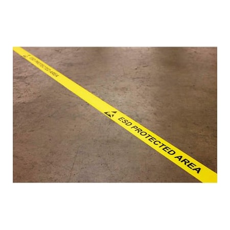 Ergomat DuraStripe In-Line Printing, 4inW x 50'L, Yellow, ESD PROTECTED AREA DSIL450Y-ESD-TYPE G